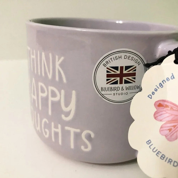 Bluebird and Willow Butterfly Coffee Tea  Mug Think Happy Thoughts Cup - Picture 4 of 15